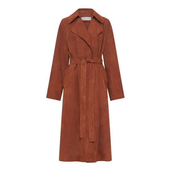 Gabriela Hearst Lyra Trench Coat in Cognac Suede