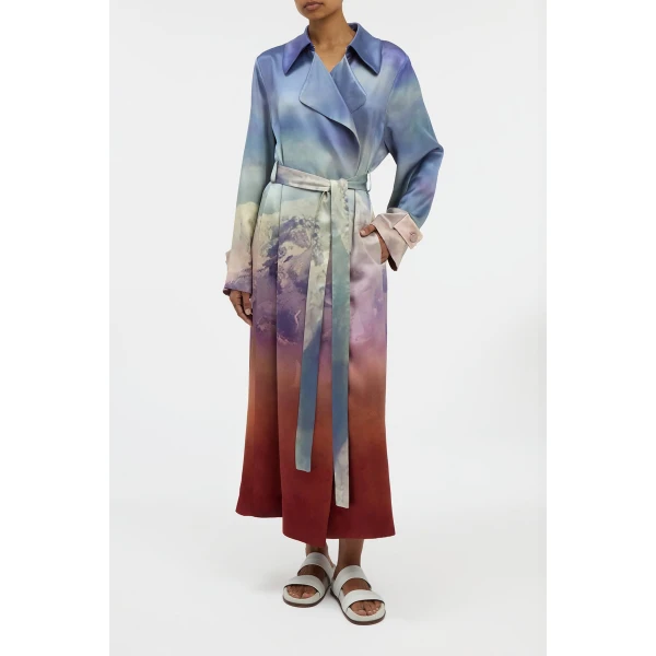 Gabriela Hearst Lyra Trench Coat in Mountain Printed Satin Silk Twill, view 3