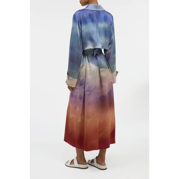Gabriela Hearst Lyra Trench Coat in Mountain Printed Satin Silk Twill, view 5