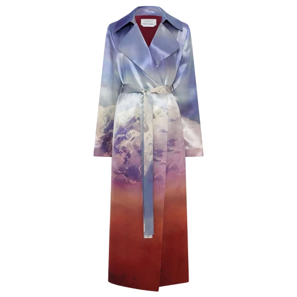 Gabriela Hearst Lyra Trench Coat in Mountain Printed Satin Silk Twill, view 6