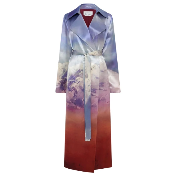 Gabriela Hearst Lyra Trench Coat in Mountain Printed Satin Silk Twill