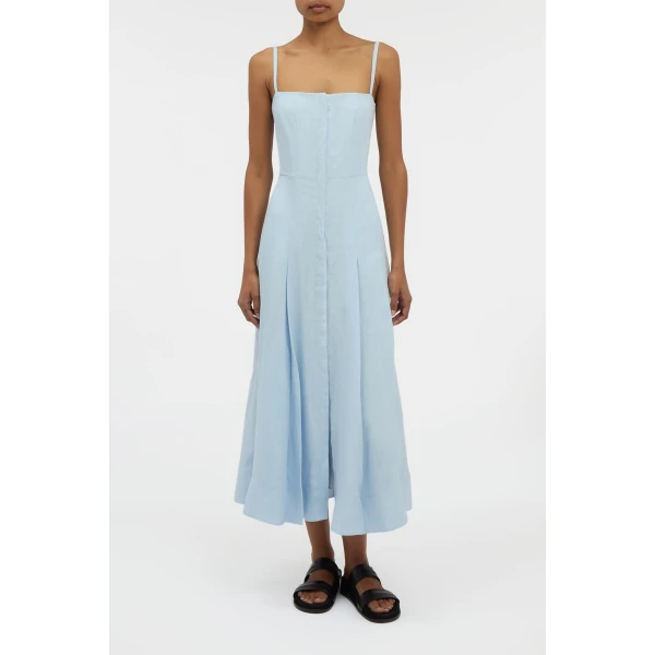 Gabriela Hearst Magritte Dress in Light Blue Aloe Linen, view 2