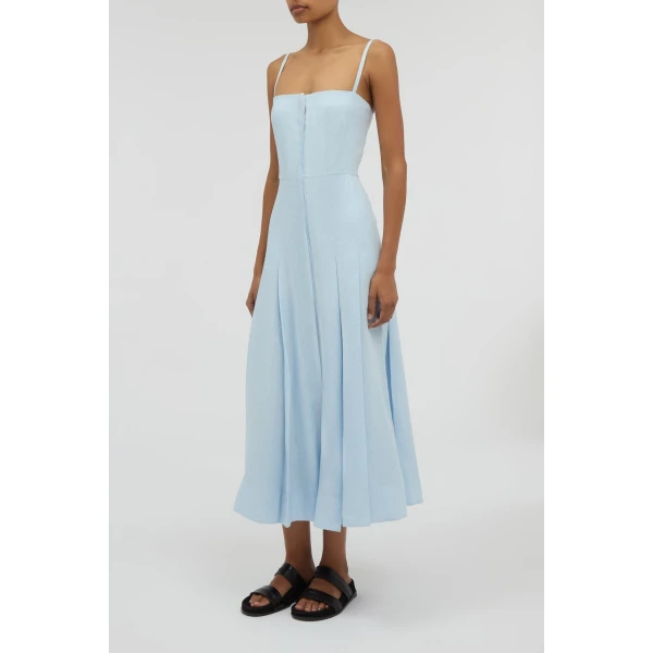 Gabriela Hearst Magritte Dress in Light Blue Aloe Linen, view 3