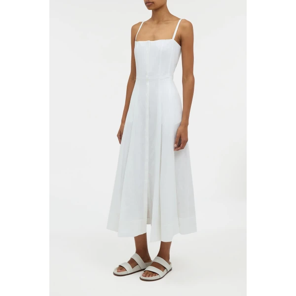 Gabriela Hearst Magritte Dress in White Aloe Linen, view 3