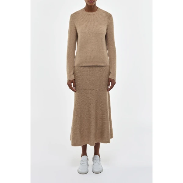Gabriela Hearst Manni Knit Maxi Skirt in Camel Cashmere, view 2
