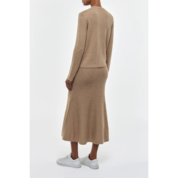Gabriela Hearst Manni Knit Maxi Skirt in Camel Cashmere, view 4