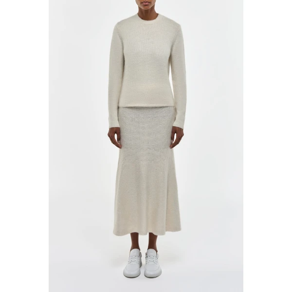 Gabriela Hearst Manni Knit Maxi Skirt in Ivory Cashmere, view 2