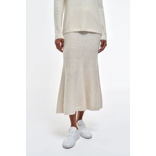 Gabriela Hearst Manni Knit Maxi Skirt in Ivory Cashmere, view 5