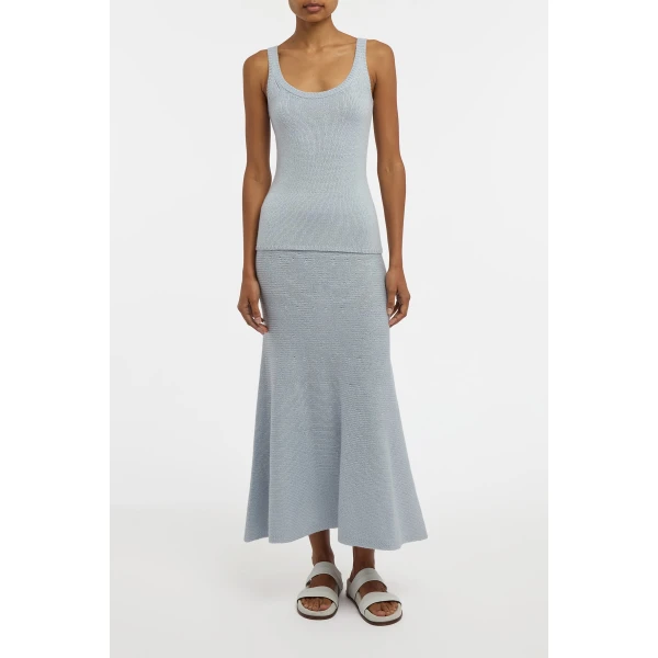 Gabriela Hearst Manni Knit Maxi Skirt in Light Blue Cashmere, view 2