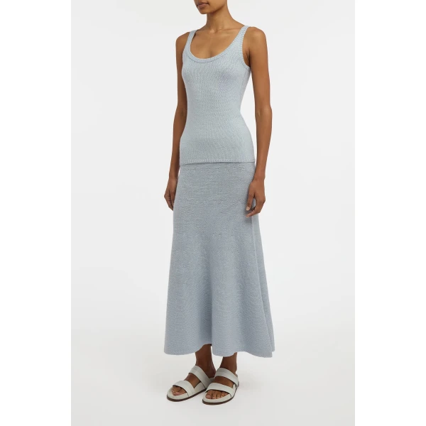 Gabriela Hearst Manni Knit Maxi Skirt in Light Blue Cashmere, view 3