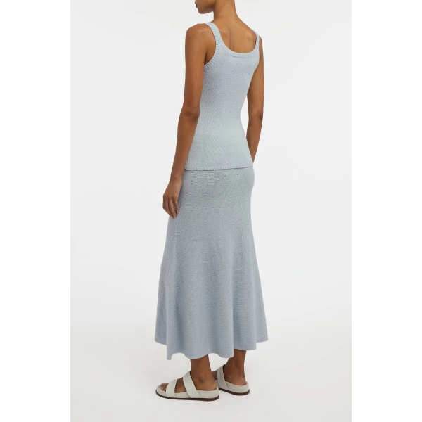 Gabriela Hearst Manni Knit Maxi Skirt in Light Blue Cashmere, view 4