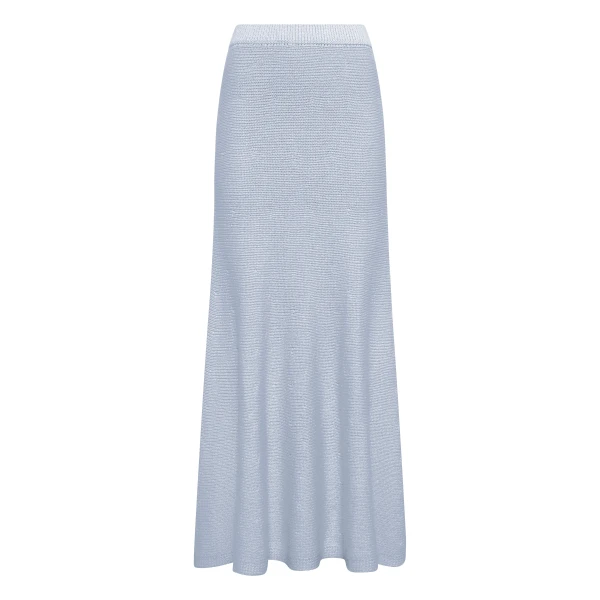 Gabriela Hearst Manni Knit Maxi Skirt in Light Blue Cashmere, view 6
