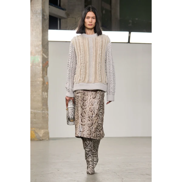 Gabriela Hearst Manuela Midi Skirt in Greyscale Inversa™ Snakeskin, view 2