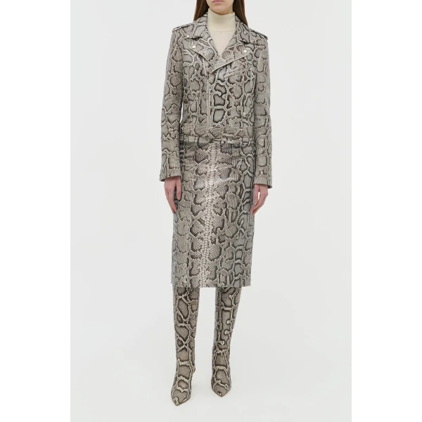 Gabriela Hearst Manuela Midi Skirt in Greyscale Inversa™ Snakeskin, view 3