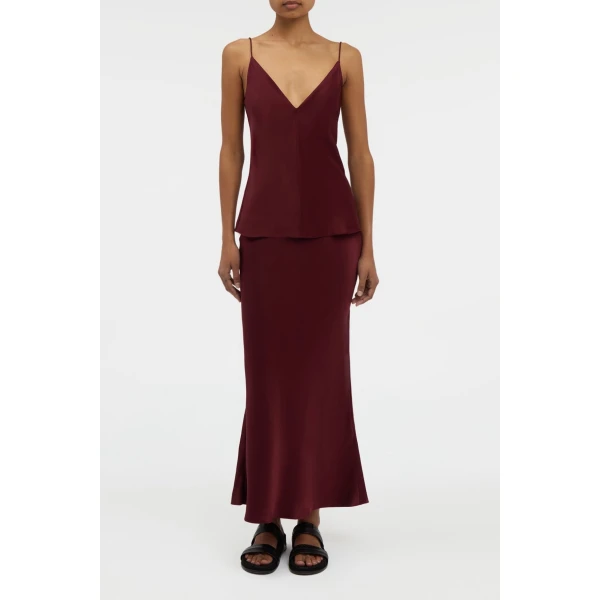 Gabriela Hearst Maria Top in Bordeaux Silk Satin, view 2