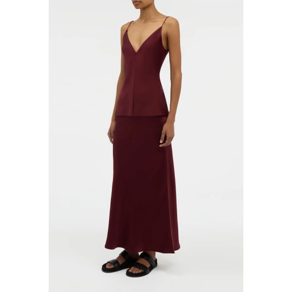 Gabriela Hearst Maria Top in Bordeaux Silk Satin, view 3