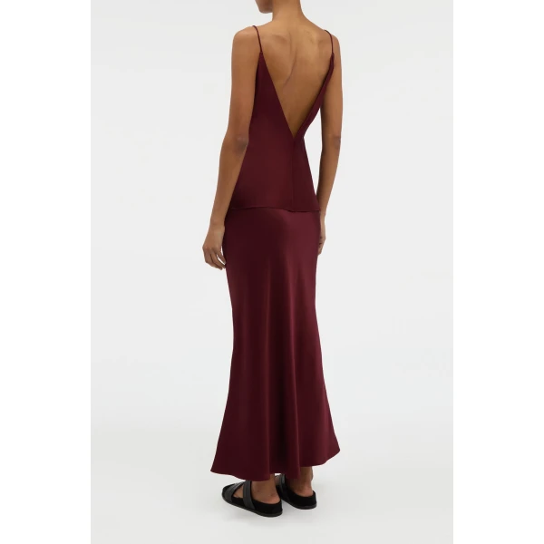 Gabriela Hearst Maria Top in Bordeaux Silk Satin, view 4