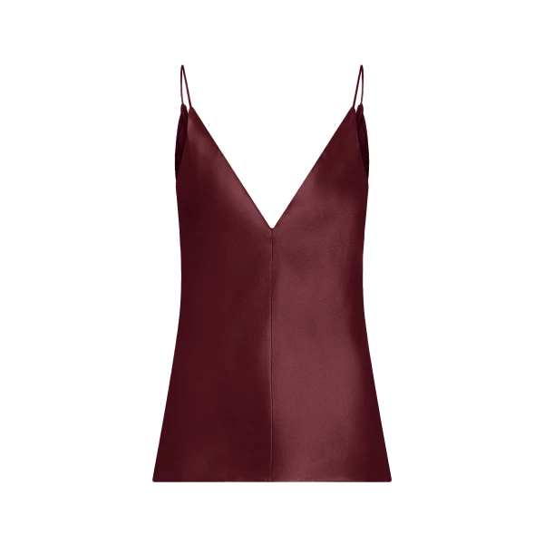 Gabriela Hearst Maria Top in Bordeaux Silk Satin, view 6