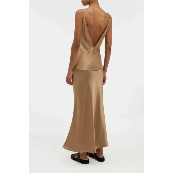 Gabriela Hearst Maria Top in Camel Silk Satin, view 4