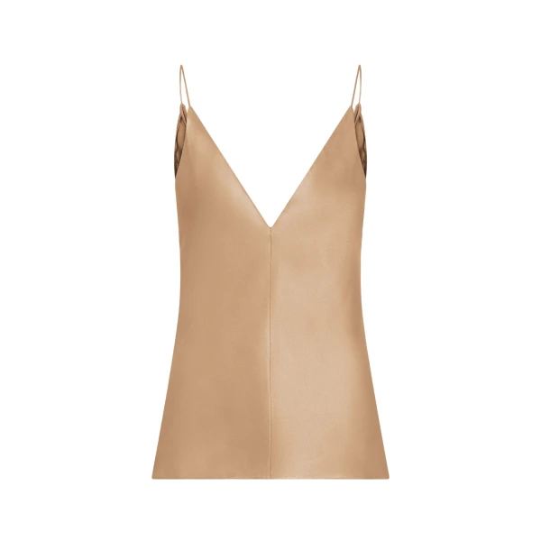Gabriela Hearst Maria Top in Camel Silk Satin
