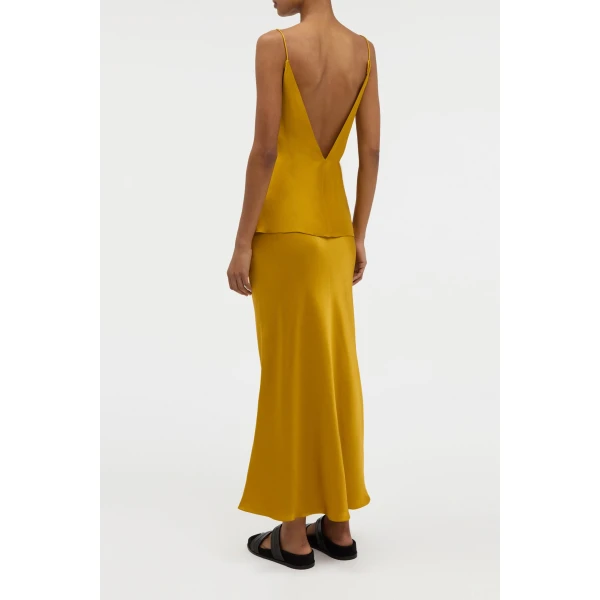 Gabriela Hearst Maria Top in Golden Birch Silk Satin, view 5
