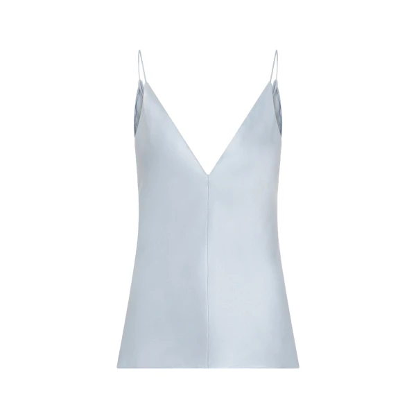Gabriela Hearst Maria Top in Light Blue Silk Satin