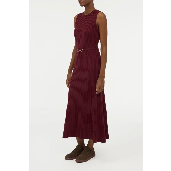 Gabriela Hearst Meier Knit Midi Dress in Bordeaux Merino Wool Cashmere, view 3