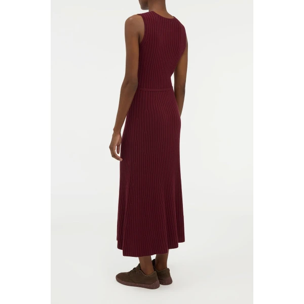 Gabriela Hearst Meier Knit Midi Dress in Bordeaux Merino Wool Cashmere, view 4