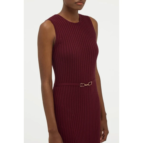 Gabriela Hearst Meier Knit Midi Dress in Bordeaux Merino Wool Cashmere, view 5