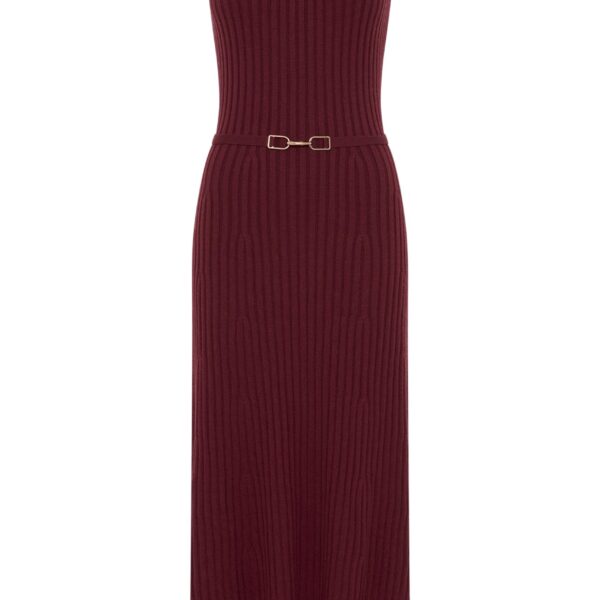 Gabriela Hearst Meier Knit Midi Dress in Bordeaux Merino Wool Cashmere