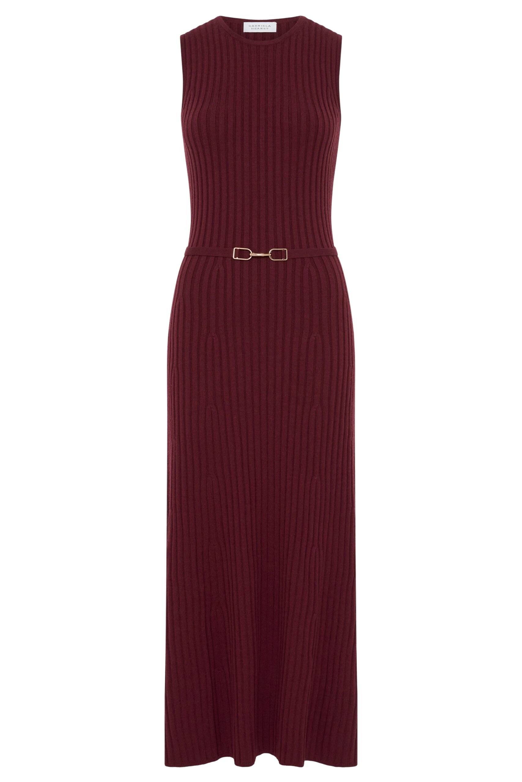Gabriela Hearst Meier Knit Midi Dress in Bordeaux Merino Wool Cashmere