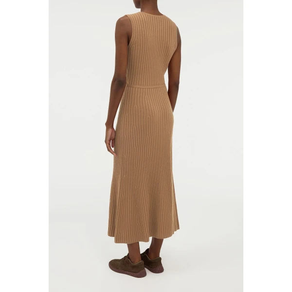 Gabriela Hearst Meier Knit Midi Dress in Camel Merino Wool Cashmere, view 4