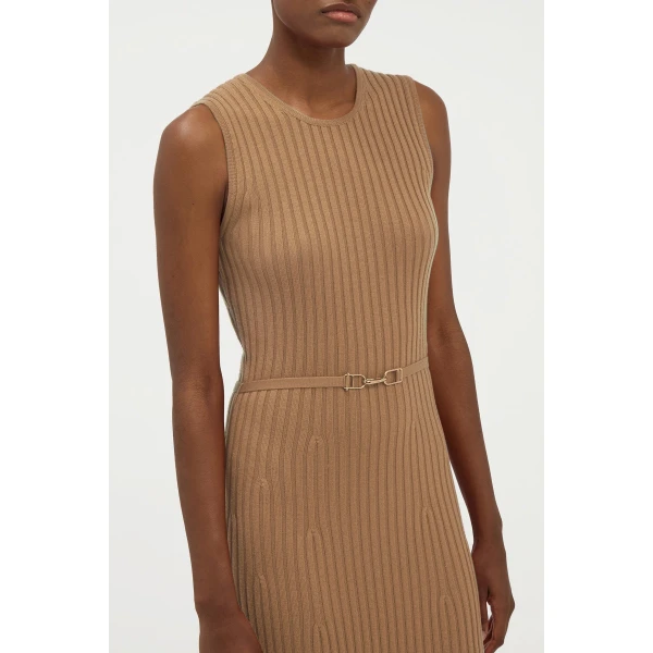 Gabriela Hearst Meier Knit Midi Dress in Camel Merino Wool Cashmere, view 5