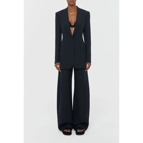 Gabriela Hearst Merat Barrel-leg Pant in Black Silk Wool Cady, view 2