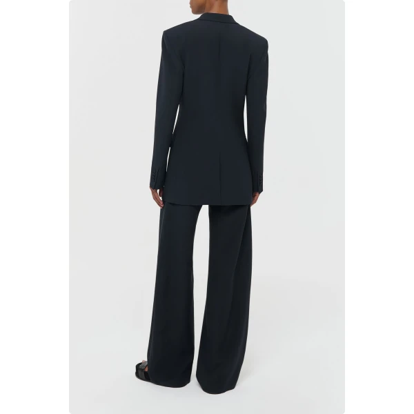 Gabriela Hearst Merat Barrel-leg Pant in Black Silk Wool Cady, view 4