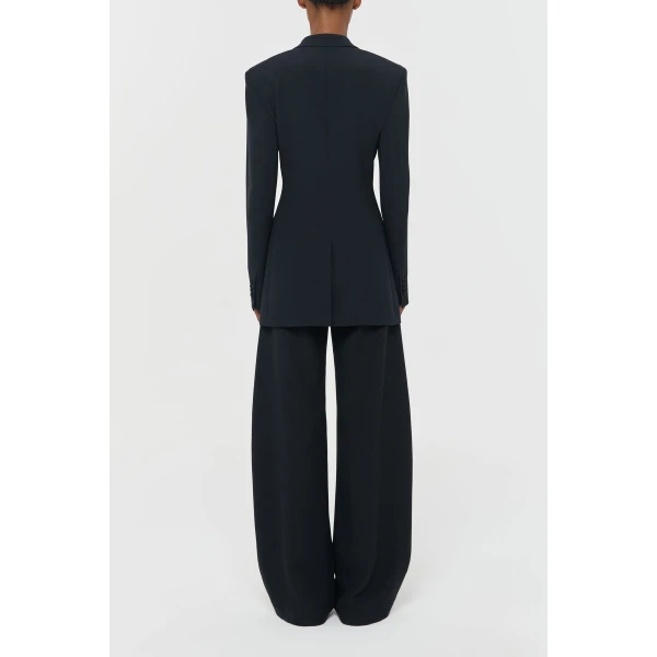 Gabriela Hearst Merat Barrel-leg Pant in Black Silk Wool Cady, view 5