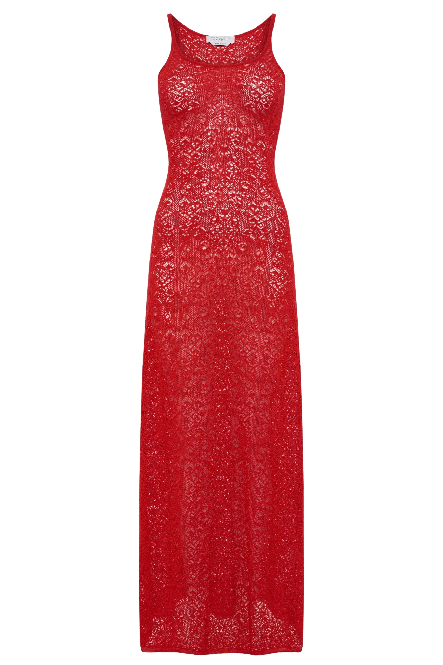 Gabriela Hearst Meridian Lace Knit Maxi Dress in Tonic Orange Merino Wool with Lining