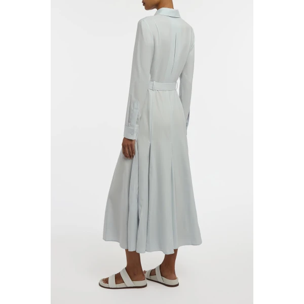 Gabriela Hearst Meyer Shirtdress in Powder Blue Wool Cashmere Flannel Dress, view 4