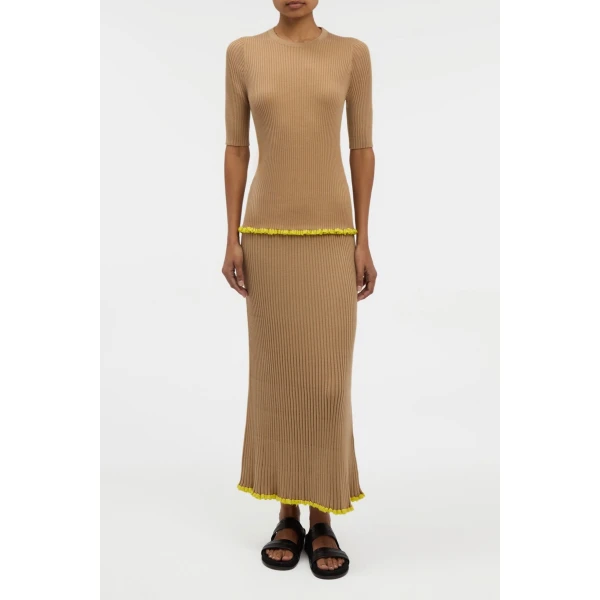 Gabriela Hearst Mireya Knit Top in Camel Silk Casmere, view 2