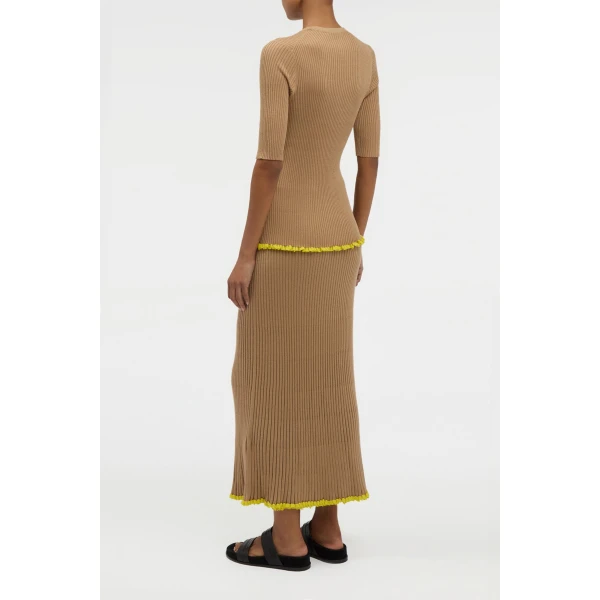 Gabriela Hearst Mireya Knit Top in Camel Silk Casmere, view 4