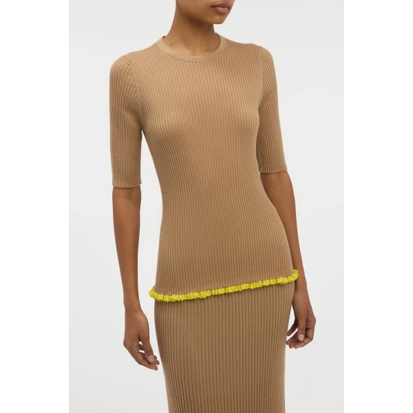 Gabriela Hearst Mireya Knit Top in Camel Silk Casmere, view 5