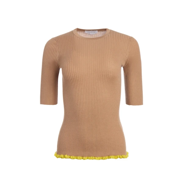 Gabriela Hearst Mireya Knit Top in Camel Silk Casmere, view 6