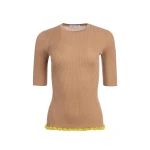 Gabriela Hearst Mireya Knit Top in Camel Silk Casmere