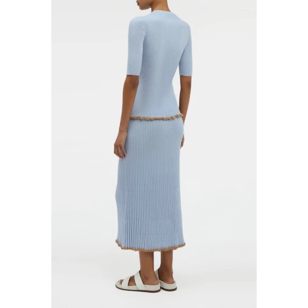 Gabriela Hearst Mireya Knit Top in Halogen Blue Cashmere Silk, view 4