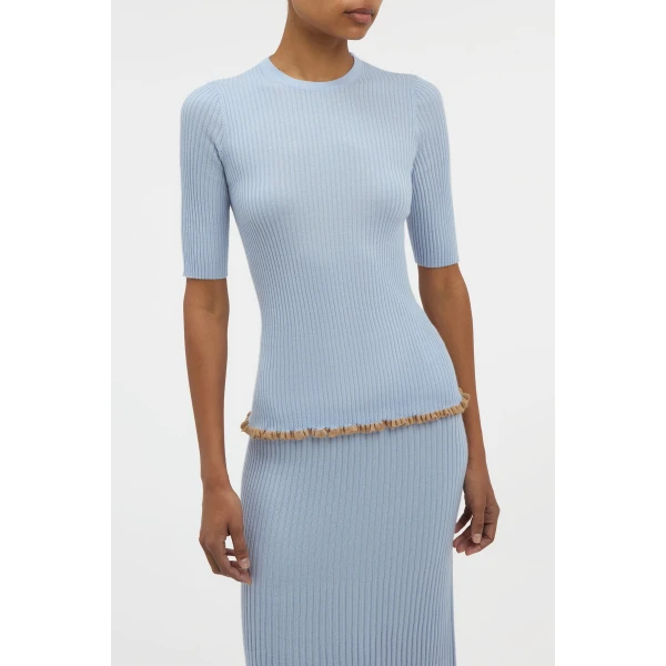 Gabriela Hearst Mireya Knit Top in Halogen Blue Cashmere Silk, view 5