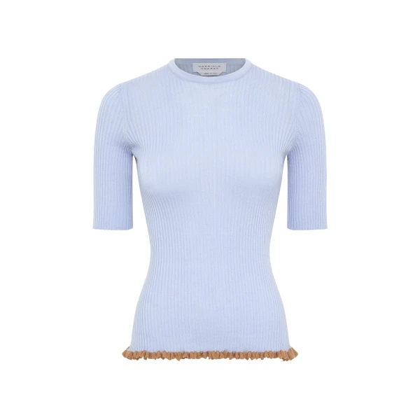 Gabriela Hearst Mireya Knit Top in Halogen Blue Cashmere Silk, view 6