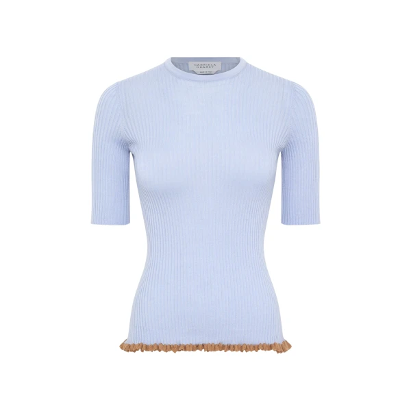Gabriela Hearst Mireya Knit Top in Halogen Blue Cashmere Silk