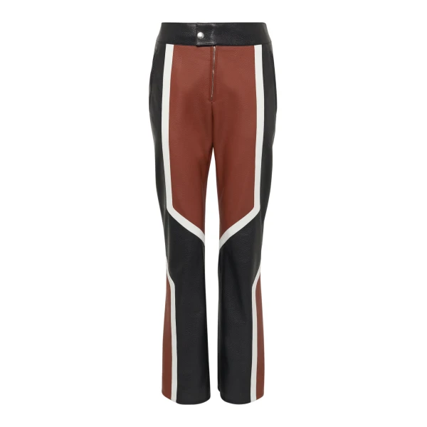 Gabriela Hearst Navarre Moto Pant in Cognac & Black Textured Leather, view 6