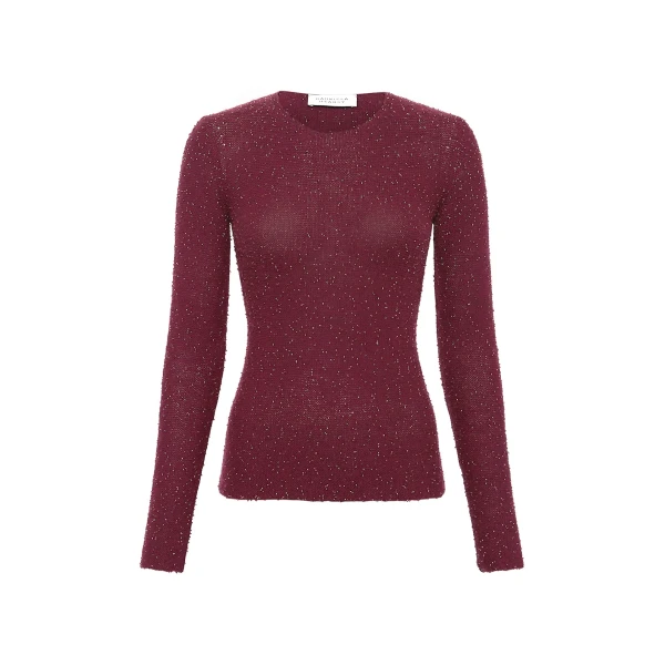 Gabriela Hearst Nello Knit Sweater in Bordeaux Beaded Cashmere Silk, view 6