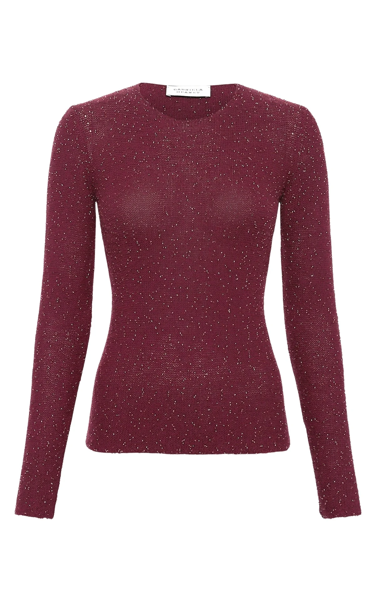 Gabriela Hearst Nello Knit Sweater in Bordeaux Beaded Cashmere Silk